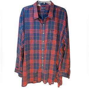 DEECEE button front shirt big man 3x plaid red blue buffalo vtg casual outdoor